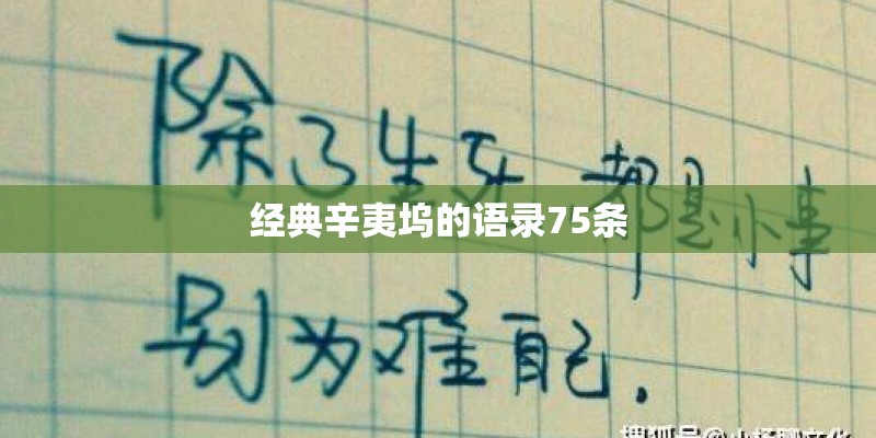 经典辛夷坞的语录75条
